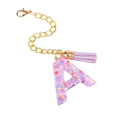 Imagem de HAPPYLIVE SHOPPING Acessórios de letras para copo Stanley, corrente de garrafa de água com letra, 1 peça de chaveiro fofo com pingente com borla para Stanley Tumbler para mulheres, One Size, Resina