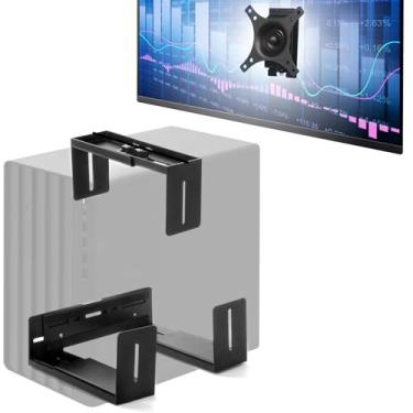 Imagem de Kit de montagem de parede e PC para monitor de parede, suporte de monitor ajustável para telas de 43.2 cm-81.3 cm - Suporte de parede VESA de rotação 360, largura ajustável de 13.2 cm a 21.6 cm para
