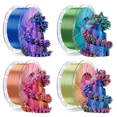 Imagem de Chitu Systems Filamento de impressora 3D Conjure Silk PLA, filamento tricolor de Natal de 1,75 mm, vermelho de seda, amarelo, azul, preto, azul, roxo, vermelho, dourado, roxo, vermelho, azul, verde,