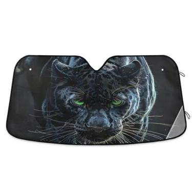 Imagem de GOODOLD Para-brisa Black Panther para carros, caminhões, SUVs - Defesa contra raios UV, para-sol automático frontal dobrável, refrigerador interior do veículo (147 x 80 cm)