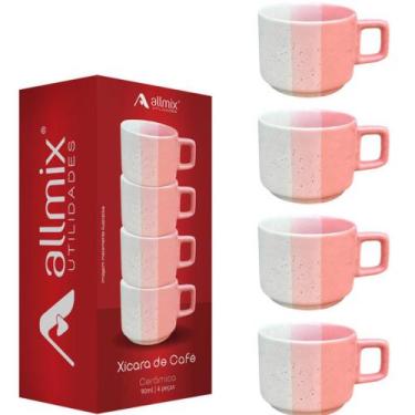 Imagem de Conjunto De Xicaras Em Cerâmica  Rosa Ternura 90ml 4 Unidades - ALLMIX