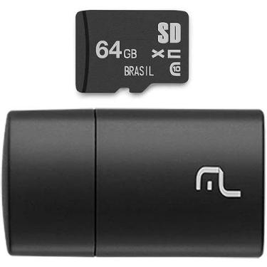 Imagem de Cartão Memória Microsd 64gb Pendrive Usb Multilaser, Preto