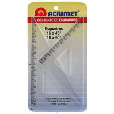 Imagem de Conjunto De Esquadro Escolar Acrimet 30º E 60º 16cm 566