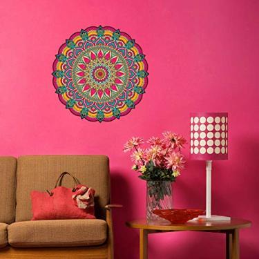 Imagem de Adesivo de Parede para Sala Mandala Folhas