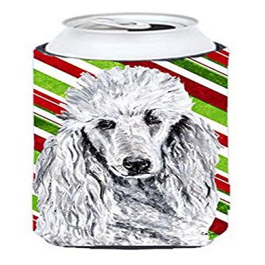 Imagem de White Standard Poodle Candy Cane Christmas Tall Boy Beverage Insulator Hugger SC9799TBC