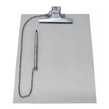 Imagem de Prancheta Ofício Acrílico Com Caneta Suporte Prendedor Metal