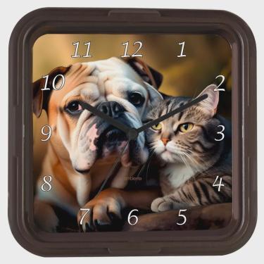 Imagem de Relógio De Parede Ambiente Ref: 119095-304 Marrom Cão e Gato