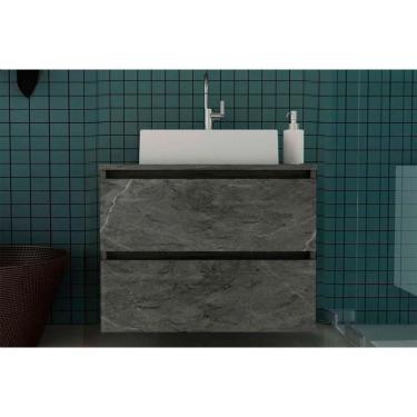 Imagem de Gabinete De Banheiro Suspenso Bn3607 2 Gavetas Cor Mármore Lunar - Tecno Mobili