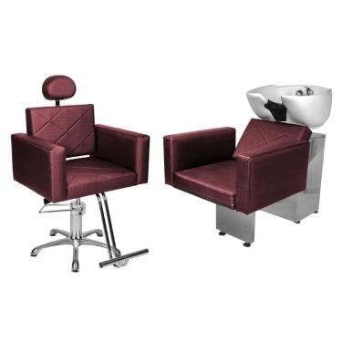 Imagem de Kit Salão Evidence Cadeira Recl Estrela + Lavatório Bordô Facto