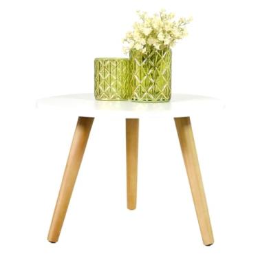 Imagem de Mesa Mesinha De Centro Decorativa retrô Para Sala Sofa E Apoio Pe Palito Madeira Tripe MDF(BRANCO)