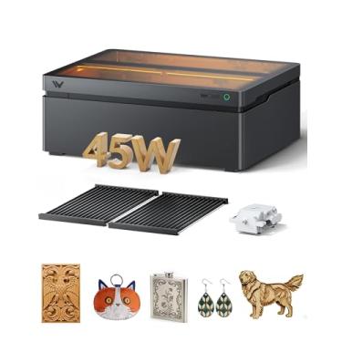 Imagem de WECREAT Cortador e gravador a laser Vision Pro de 45 W com Air Assist, câmera HD e elevação automática, cortador a laser corta madeira de 2,5 cm, máquina de gravação a laser com invólucro completo