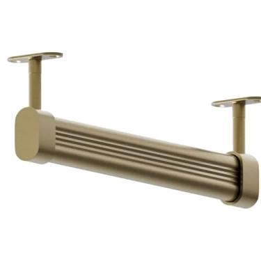 Imagem de Varão de armário suspenso com suportes de extremidade, varais de armário de metal para pendurar roupas, suporte de cabide de armário para guarda-roupas, chuveiro de varanda, champanhe, L 40 cm