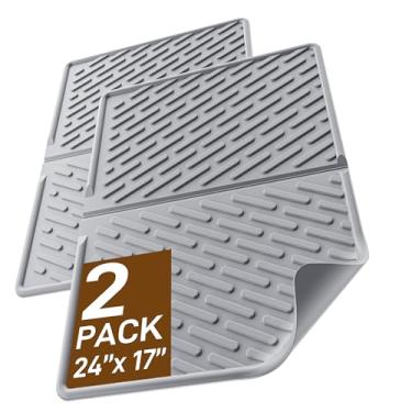 Imagem de kaxionage Tapete de armadilha de areia de gato EVA: tapete de caixa de areia impermeável fácil de limpar, apanhador antiderrapante com ranhuras e bordas elevadas controle de dispersão (61 x 43 cm -