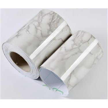 Imagem de Borda De Papel De Parede, Adesivo De Moldura De Borda De Mármore Linha De Cintura Papel De Parede Autoadesivo Prático Sala De Estar Banheiro Espelho Móveis à Prova D'á, 10, 10m x 10cm