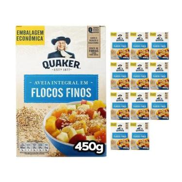 Imagem de Kit Aveia Quaker Flocos Finos 450g Embalagem Econômica com 12 unidades