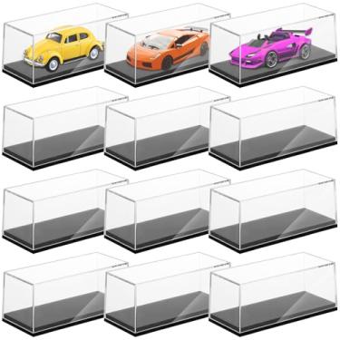 Imagem de Hlimior 12 Peças De Caixa Exposição Transparente Para Carros Brinquedo, Organizadora Armazenamento Adequada Modelos 1/64, Acrílico Com Base Preta Hot Wheels (4,17 X 1,81 Pol.)