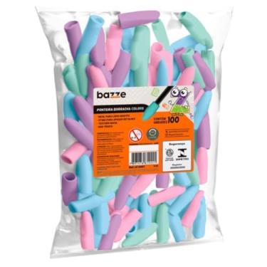 Imagem de Borracha Ponteira Cores Pastel Pacote Com 100, Bazze