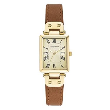 Imagem de Anne Klein Relógio feminino com pulseira de couro, AK/3752, Marrom mel/dourado, AK/3752CHHY