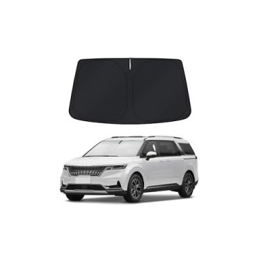 Imagem de Para-sol de carro para 2022-2025 Kia Carnival Acessórios Para-brisa Cobertura de para-sol Persiana de janela frontal Ajuste personalizado Protetor de viseira de sol de carnaval Blocos dobráveis raios