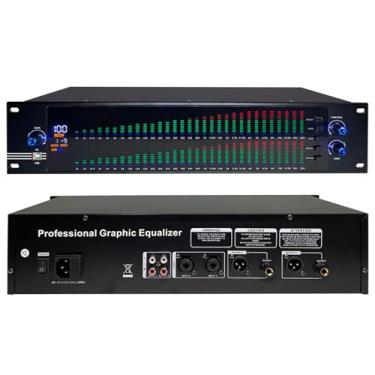 Imagem de Analisador profissional de espectro de áudio, equalizador gráfico de 31 bandas duplas com tela LCD, 10 efeitos predefinidos, para produção em palco ao vivo