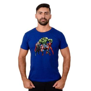Imagem de Camiseta Manga Curta dos Vingadores Heróis Infantil e Adulto Malha Lev