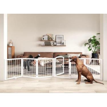 Imagem de Portão para cães JSB Extra Wide 76 cm de altura 76 cm com porta (branc
