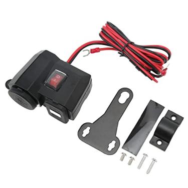 Imagem de Motocicleta Dual Chargador USB Impermeável Adaptador de Fonte de alimentação de bicicleta elétrica de 12V com voltímetro digital para motocicletas e motos elétricas Material ABS