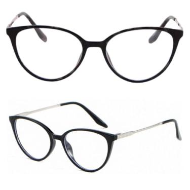 Imagem de Armação de Óculos Feminino TR90 Estilo Gatinho Leve e Confortável (Preto)