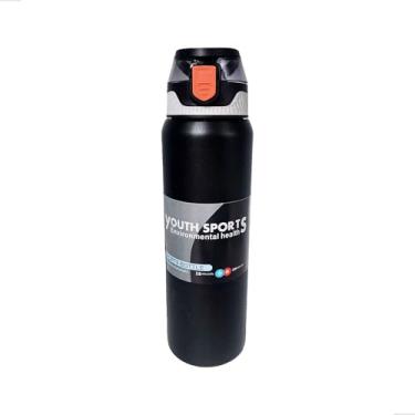 Imagem de Garrafa Térmica 800ml, Aço Inox 316, Tampa com Trava de Segurança, Parede Dupla, Antivazamento, Boca Larga e Alça Portátil para Academia e Viagem (p1506) (preto)