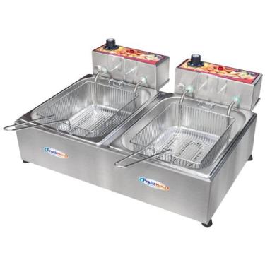 Imagem de Fritadeira Elétrica Industrial Inox 2 Cubas 5 Litros com Cesto - PRATI