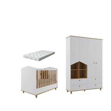 Imagem de Quarto Bebe Berço Guarda Roupa MDF Dorabelly  Sinha Colchão