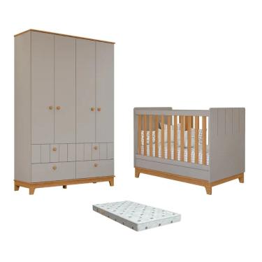 Imagem de Quarto Bebe Berço e Guarda Roupa Dorabelly Bis com Colchão