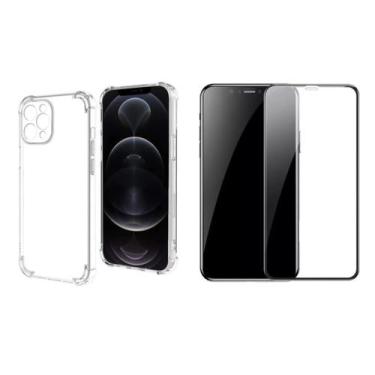 Imagem de Kit Capinha Silicone Antichoque + Película 3D Compatível com Iphone 16