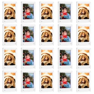 Imagem de JUOIFIP Pacote com 20 molduras magnéticas de acrílico Polaroid para geladeira, mini molduras transparentes para fotos instantâneas, moldura magnética Instax de 6 x 9 cm para exibição de geladeira