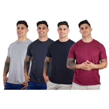 Imagem de Kit 4 Camisetas Manga Curta Básicas Masculinas Confortáveis 100% Algod
