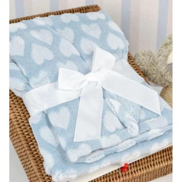 Imagem de Manta Coberta Sonho Corações Microfibra Infantil Baby Cinza - Loaní
