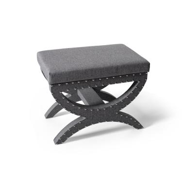 Imagem de Puff Estofado com Tachas Channel Cinza Escuro