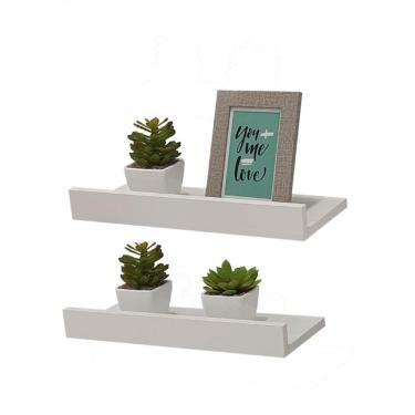 Imagem de Kit 2 Prateleiras Porta Quadros 50 X 10cm Branca