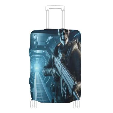 Imagem de Joisal Esqueleto Astronauta Soldado Espacial Capa de Terno Protetor de Mala Anti-arranhões Essenciais de Viagem de Avião, Guerreiro esqueleto espacial, XL 29-32 in