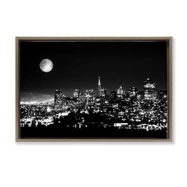 Imagem de Stupell Industries Arte de parede em tela flutuante marrom luzes da cidade à noite por Danita Delimont, 25 x 17