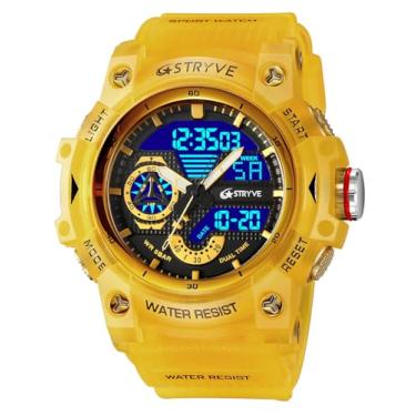 Imagem de Gosasa Relógio tático masculino analógico digital com visor duplo – Relógio de pulso militar à prova d'água 50 m com luz de fundo LED, cronômetro, alarme, contagem regressiva – Relógio externo durável