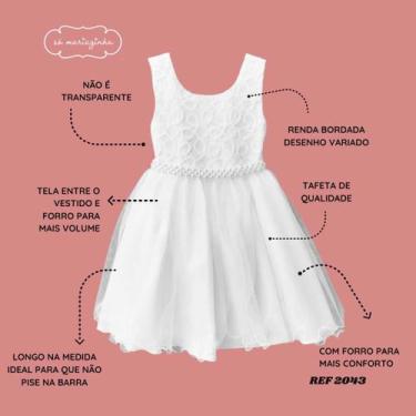 Imagem de Vestido sem manga com peito de renda gota branil saia com sobreposição