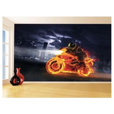 Imagem de Papel De Parede Moto Bike Esporte Fogo Radical 3,5M Bkm73 - Você Decor