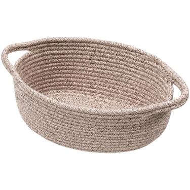 Imagem de UBBCARE Cesta pequena de tecido para presentes, cesta de armazenamento de corda de algodão para prateleira, cestas de presente vazias com alça, cestas de brinquedo de cachorro para organização, cesta