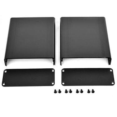 Imagem de Ymiko Caixa de Junção Caixa de Metal, Caixa de Liga de Alumínio DIY Caixa de Alumínio Preto de Jato de Areia DIY Com Uma Espessura de Aba de 1,25 a 1,5 Mm, a Caixa de Junção de Metal