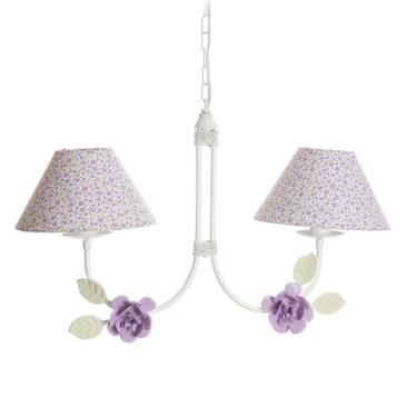 Imagem de Lustre 2L Simples 2 Flores G Lilás Quarto Bebê Infantil - Potinho de m
