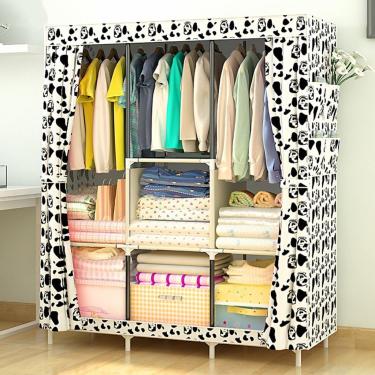 Imagem de Armário De Armazenamento Simples Moderno E Simples à Prova De Poeira Do Guarda-roupa Da Tubulação De Aço Do Guarda-roupa Do Conjunto Fácil, E, 106 * 45 * 158cm