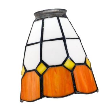 Imagem de IEUDNS Abajur de vidro para teto, abajur para luminária suspensa E27, substituição de lâmpada, gaiola de proteção, capa de lustre para bar, sala de jantar, Laranja Branco