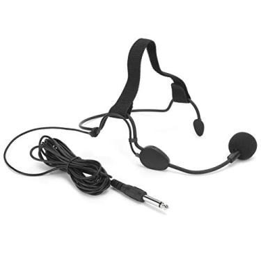 Imagem de Pwshymi Fone de ouvido de 6,35 mm com plugue de fone de ouvido microfone portátil de alta sensibilidade e redução de ruído dinâmica para cantar Vídeo y entorno