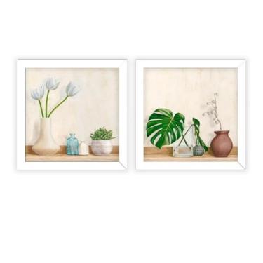 Imagem de Kit 2 Quadros Decorativos Banheiro,toalete,lavabo, Natureza (Branco)